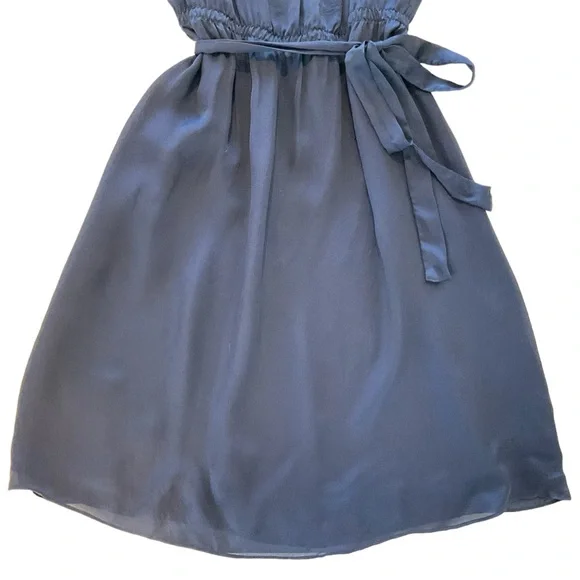 Graham & Spencer Anthropologie 100% Silk Navy Slip Dress Women L Midi Sleeveless - Picture 4 of 15